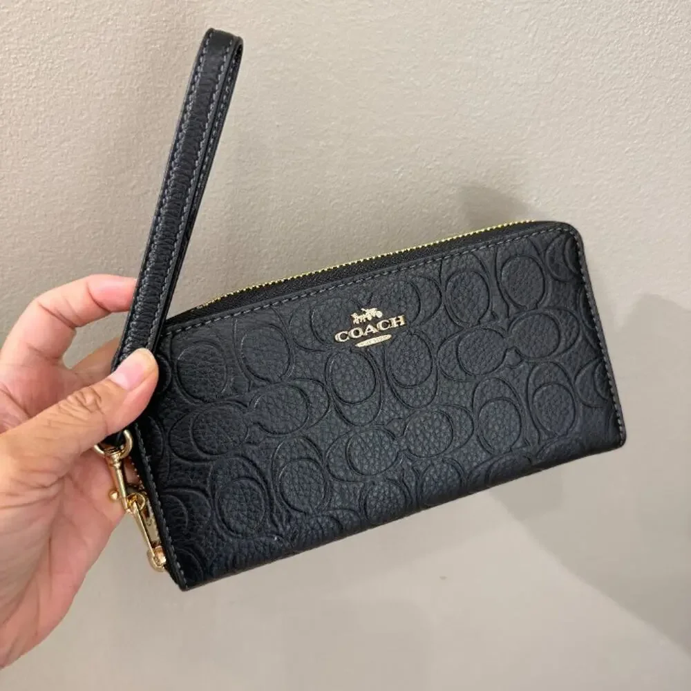 NEW‼️Coach Long Zip Around Wallet Signature Leather Black CEW21